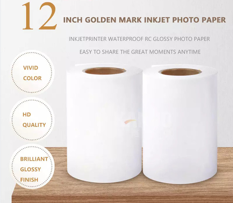 Golden Mark 12 inç 305mm 50m 240g Su Geçirmez RC Parlak Rulo Mürekkep Püskürtmeli Fotoğraf Kağıdı Fuji DL600 DL650 Noritsu D1005 Dryyla Tedarikçi