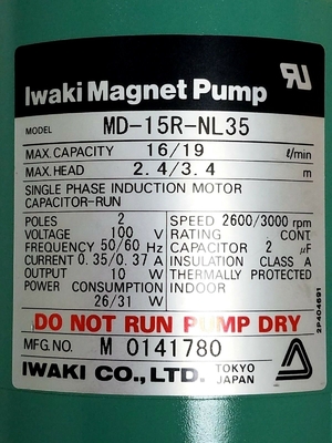 FUJI FRONTIER 370/375 Minilab 133H0287D POMPA MONTAJI (PU710-PU711) IWAKI MD-15R YENİ Tedarikçi